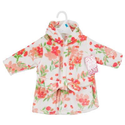 zak and zoey hooded robe - 0-9m - floral orange -- 48 per case
