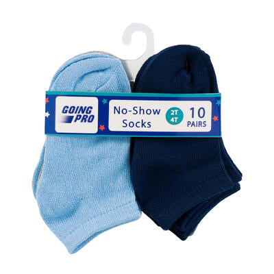 boys no show socks - 10 pack - sizes 2t-4t -- 48 per case