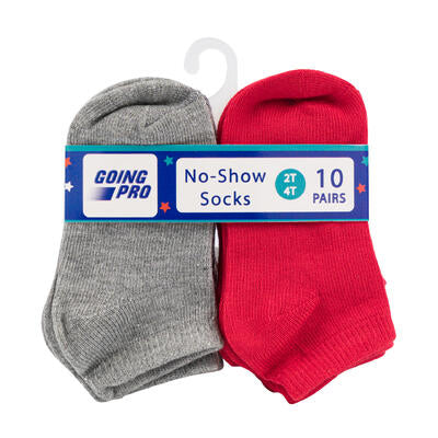 boys no show socks - 10 pack - sizes 2t-4t -- 48 per case