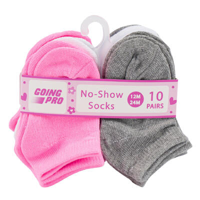 girls no show socks 12-24m - 10 pack -- 48 per case
