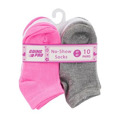 girls no show socks 10pk - 2t-4t - bulk pack 48 -- 48 per case