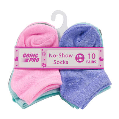 girls no show socks 12-24m - 10 pack -- 48 per case