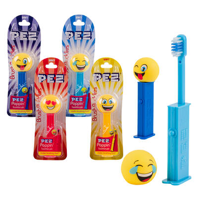 emoji toothbrushes with caps -- 24 per case