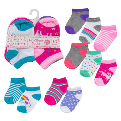 girls no show socks 12-24m - assorted designs -- 48 per case