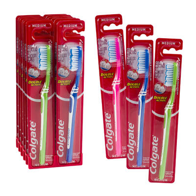 colgate double action toothbrush assorted colors - aa pack -- 120 per case