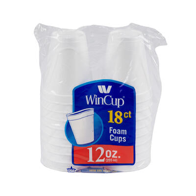 foam disposable cups - 18ct - 12oz -- 24 per case