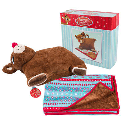 christmas blanket with rudolph cuddle bag - 40x50 -- 6 per case