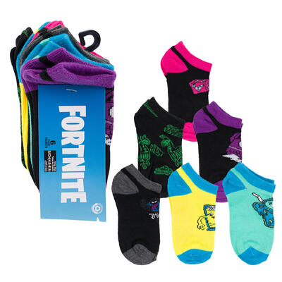 fortnite kids socks 6pk - 9-2.5 size - assorted -- 24 per case