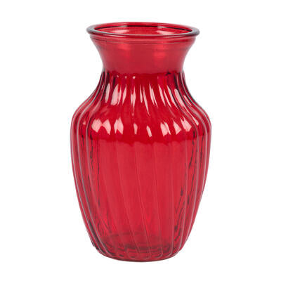 glass vase- 8 h- red -- 12 per case