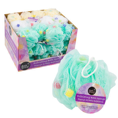 bath house bath puff- 3 assorted colors -- 72 per case