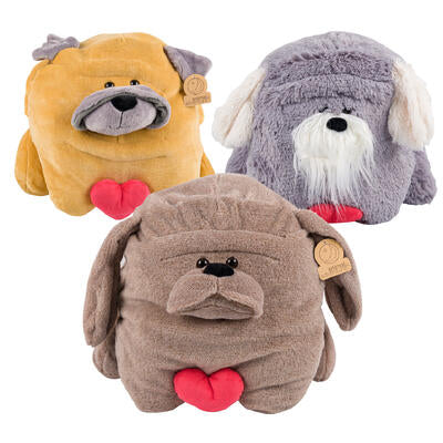 valentine dogs plush- 13.5 - 3 assortments -- 6 per case