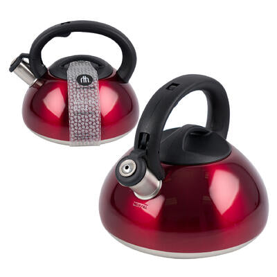 stainless steel tea kettle- 2qt- red -- 2 per case