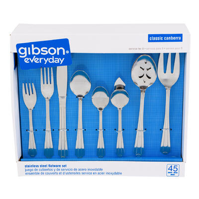 gibson 45pc classic canberra flatware set -- 4 per case