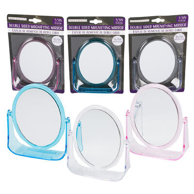 double sided magnifying mirror- 5.5 - assorted -- 48 per case