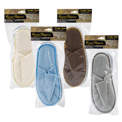 simply home resort slippers- 4 assorted colors -- 72 per case