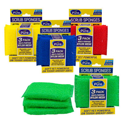 all pure 3pc scrubber- assorted colors -- 48 per case
