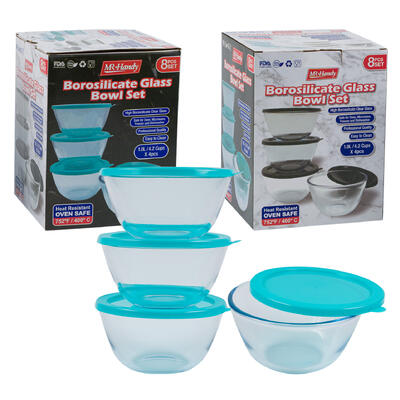 mr. handy 8pc borosilicate glass bowl set -- 6 per case