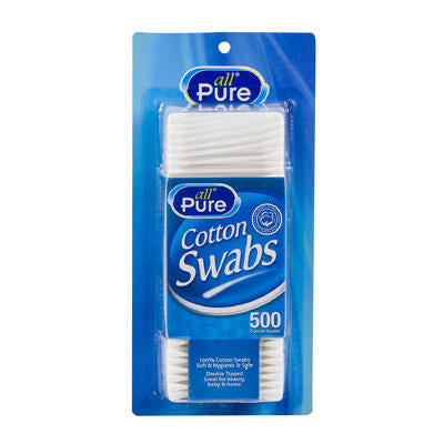 all pure 500ct plastic cotton swabs -- 48 per case