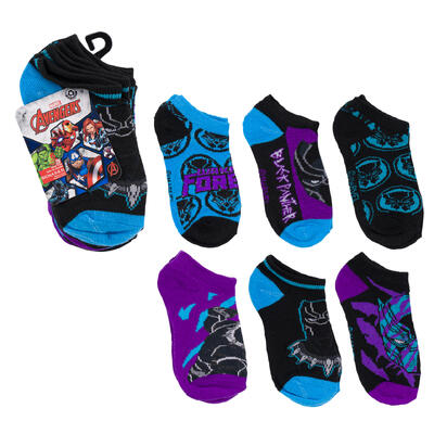 black panther 6pk kids socks- 4.5-8.5 size -- 24 per case