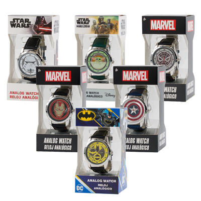 superheroes men s analog watch- 6 assortments -- 36 per case