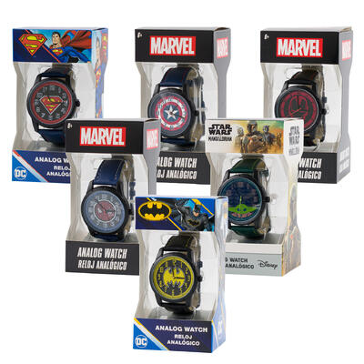 superheroes men s analog watch- assorted -- 36 per case