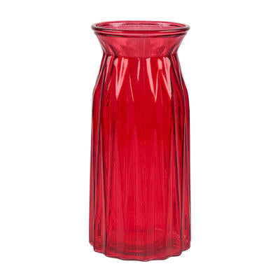 glass vase- 9.5 h- red -- 12 per case
