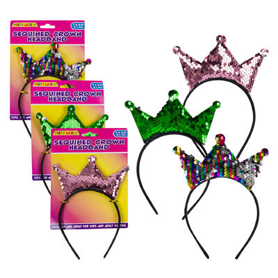 sequined crown headband- 6 - 3 assortments -- 36 per case
