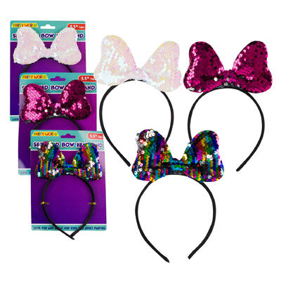 sequined bow headband- 6 -- 36 per case