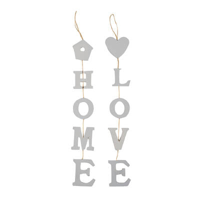 home and love hanging decor- 18 x3 -- 36 per case
