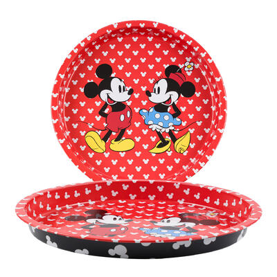 mickey and minnie round serving tray- 12 3 8 d -- 12 per case