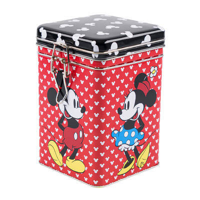 mickey minnie square canister w black lock top -- 12 per case