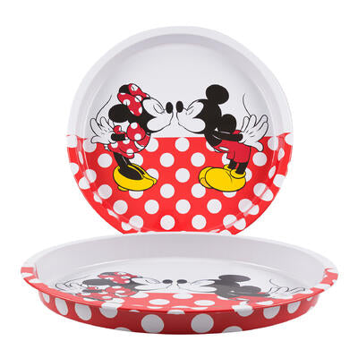 round mickey and minnie tray- red and white -- 12 per case