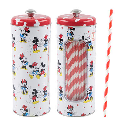 mickey and minnie straw holder w 20 straws-8.25 h -- 12 per case