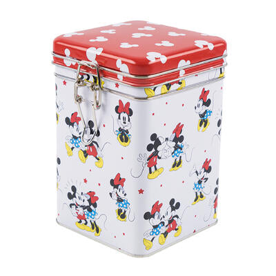 mickey and minnie square canister w red lock top -- 12 per case