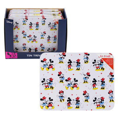 mickey and minnie tin trivet- 8 3 8 l -- 12 per case