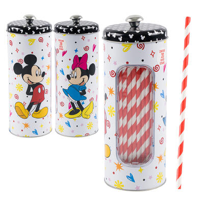 mickey and minnie straw holder w 20 straws -- 12 per case