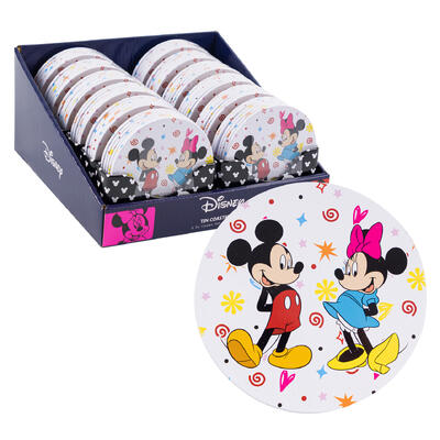 mickey and minnie 6pc round coaster set- white -- 12 per case