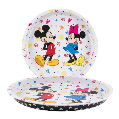 mickey and minnie round tray- 12 3 8 l -- 12 per case