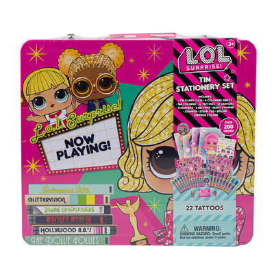 lol surprise 200pc tin stationery set -- 12 per case