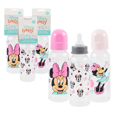 minnie mouse baby bottle- 9oz- 3 assorted colors -- 36 per case