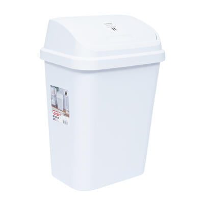 sterilite waste basket w swing top- 7.8 gal -- 6 per case
