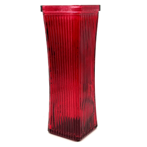 glass vase red taper w line -- 24 per case