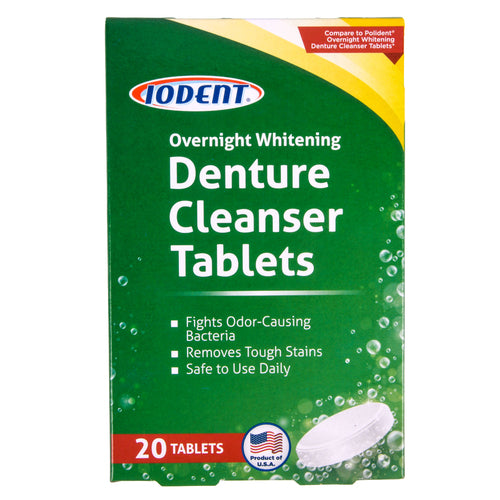 iodent overnight whitening denture cleanser tabs 20 ct -- 24 per case