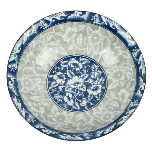 ceramic bowl blue with folral print -- 36 per case