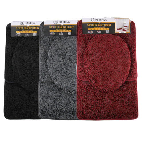 bath mat shaggy 3pcs set asst color -- 6 per case