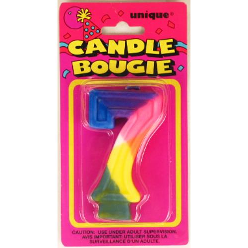 unique #350-7 numeric candles - 7 - aa pack -- 6 per box