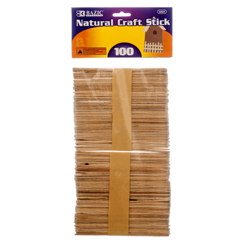 craft wood sticks - natural color - 100 pieces per pack -- 24 per box