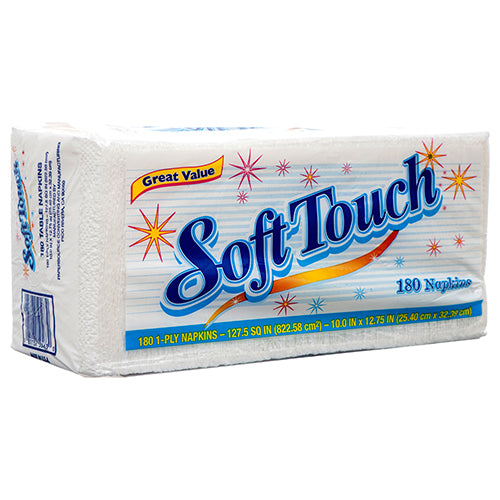 soft touch napkins - 180 ct 1-ply - bulk 18 packs -- 18 per case