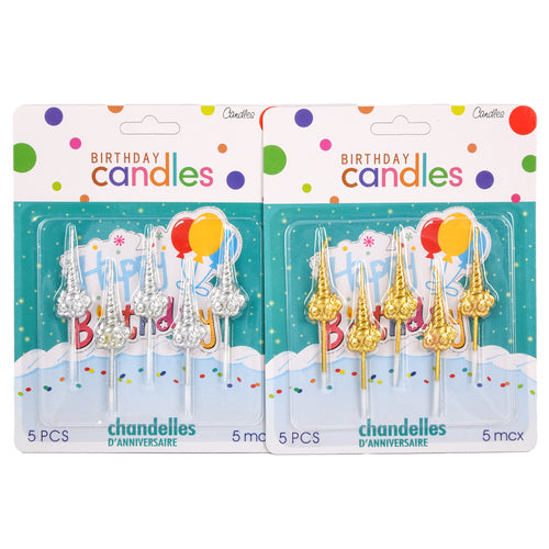 birthday candle 5pc asst color -- 24 per box