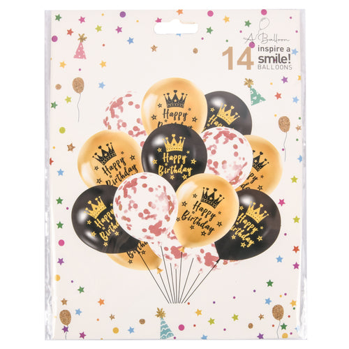 birthday balloons 14pc confetti letter -- 12 per box